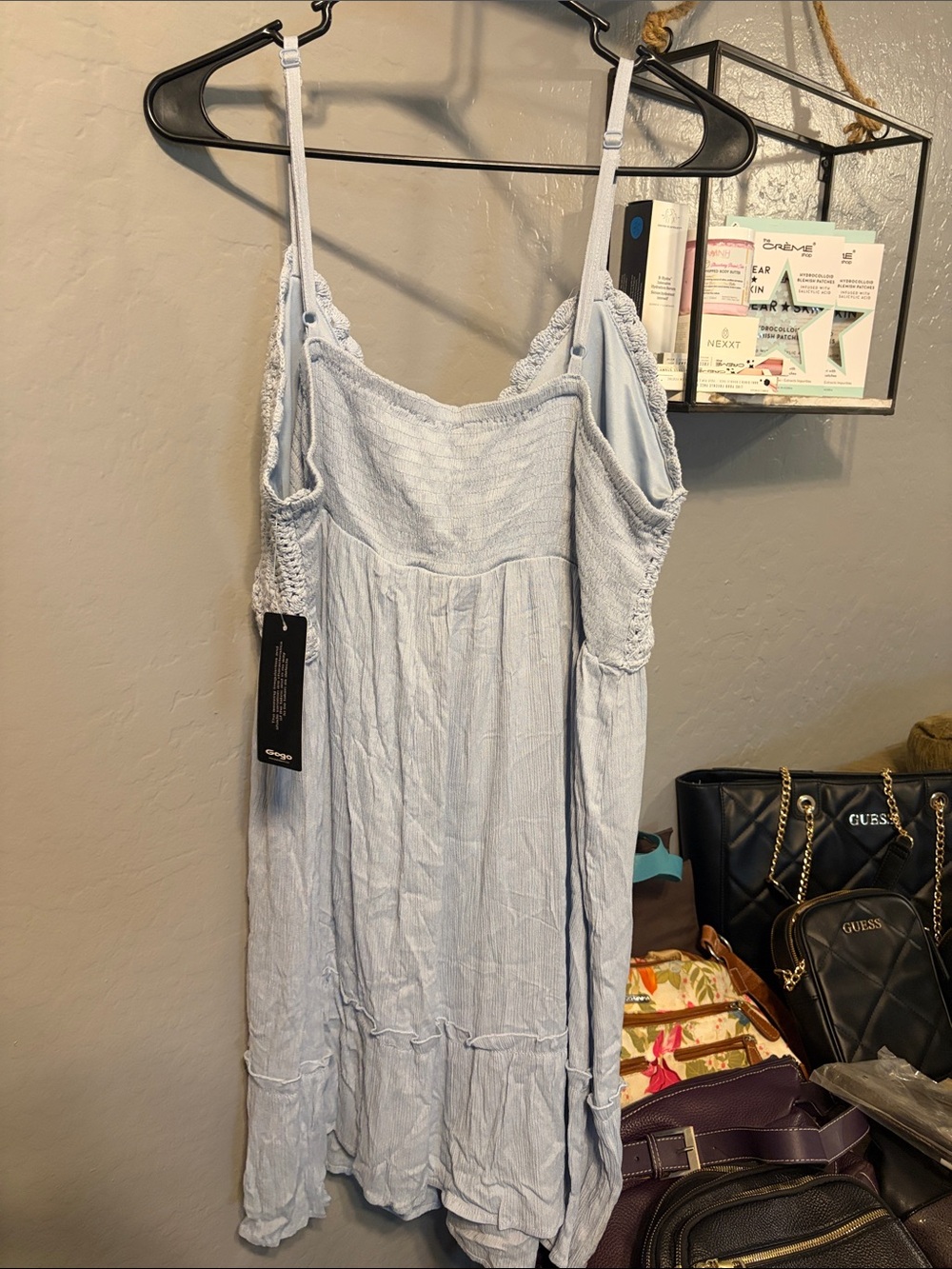 Blush Light Blue Crochet Bodice Midi Dress - Picture 3 of 4